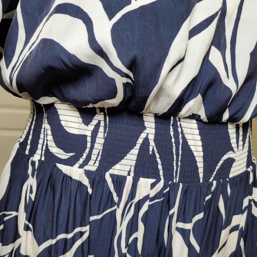 Chico's Floral Tiered Smocked Waist Maxi Dress Blue White Women 16 (Size 3) - Picture 10 of 17